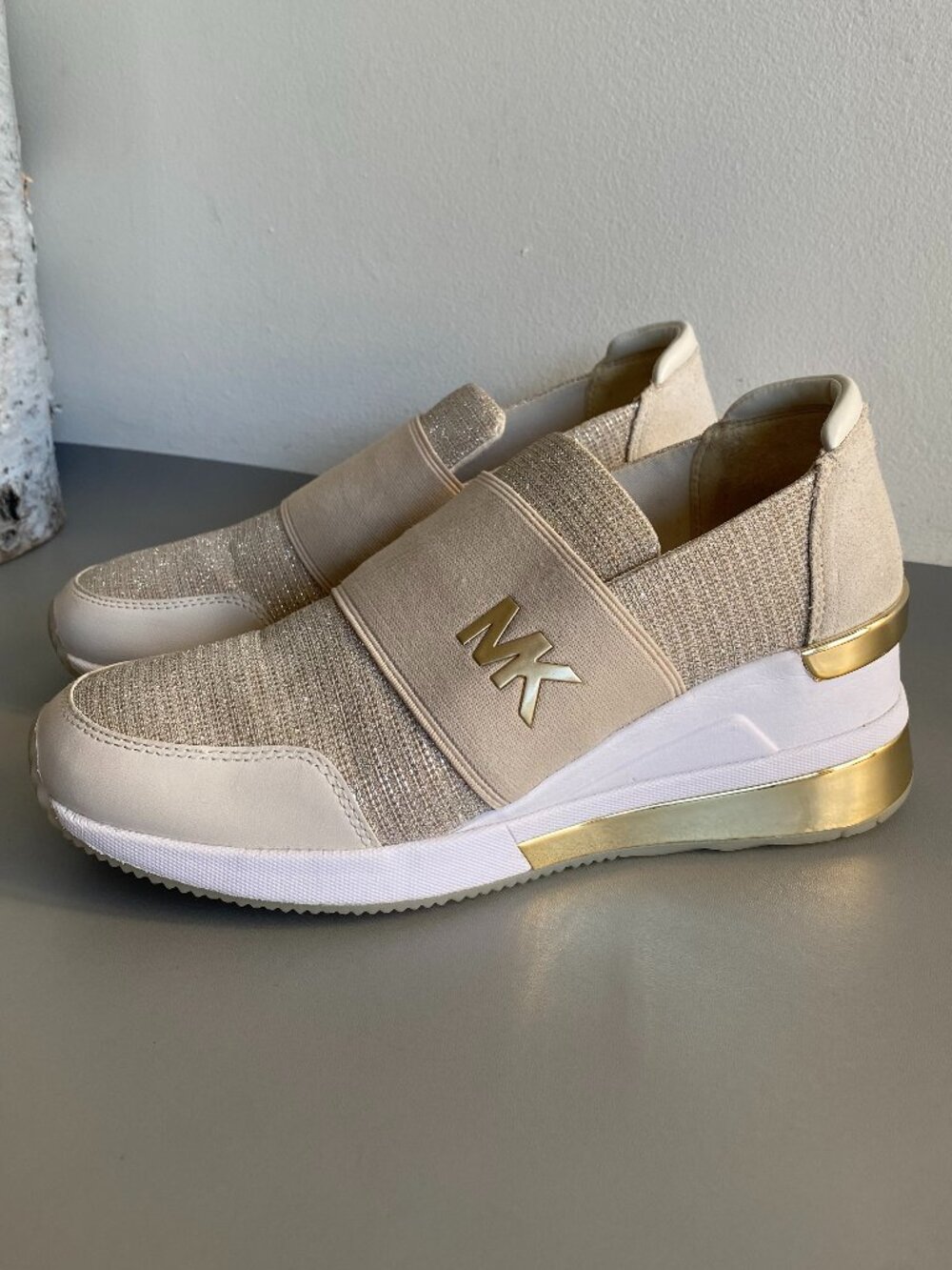 Michael Kors Felix Trainer Extreme Slip On Wedge Sneakers Fits sz 8 Tagged 7.5